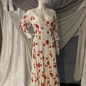NWT FREE PEOPLE LONG SLIT WRAP FLORAL DRESS